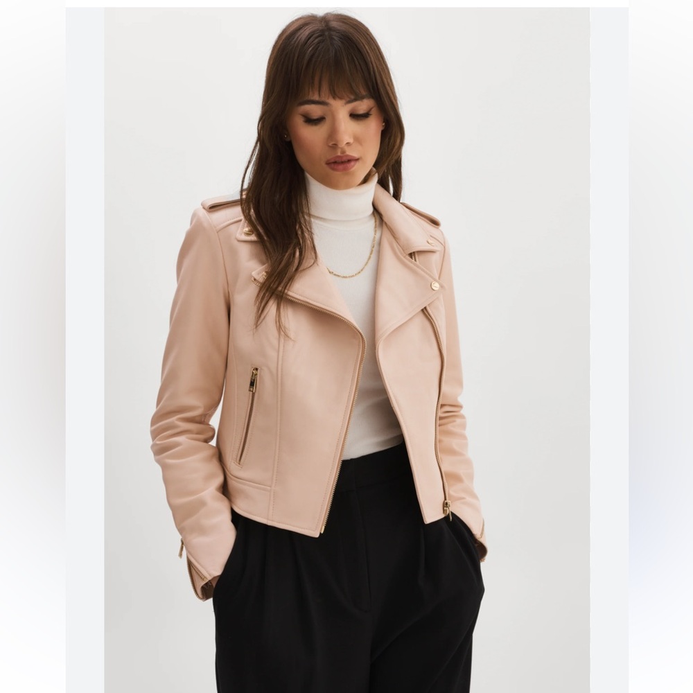 Revamped Pink Faux Moto Leather Jacket